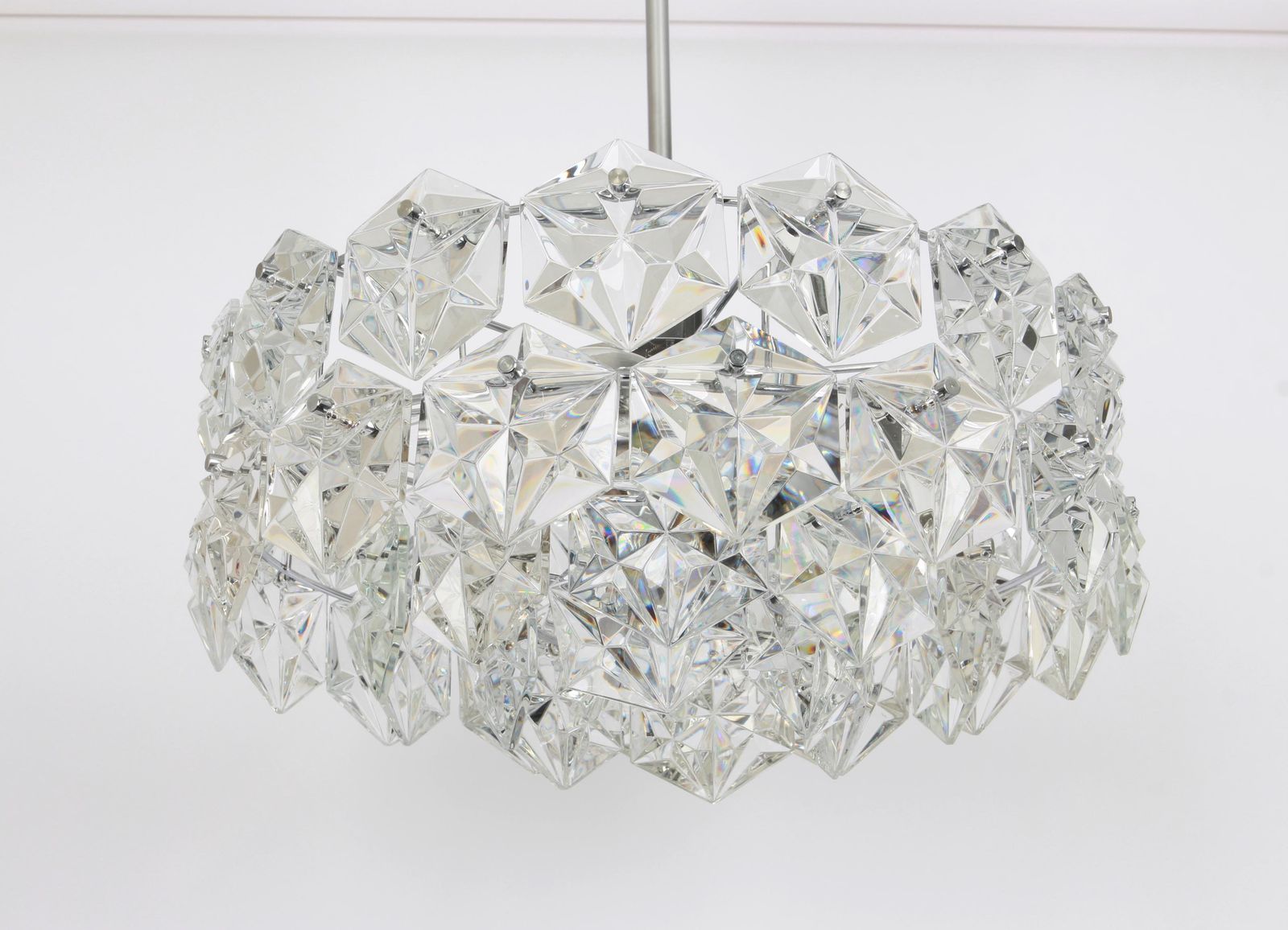 Kinkeldey Chandelier Chrome S And Crystal Glass, Germany, 1970s photo for sale