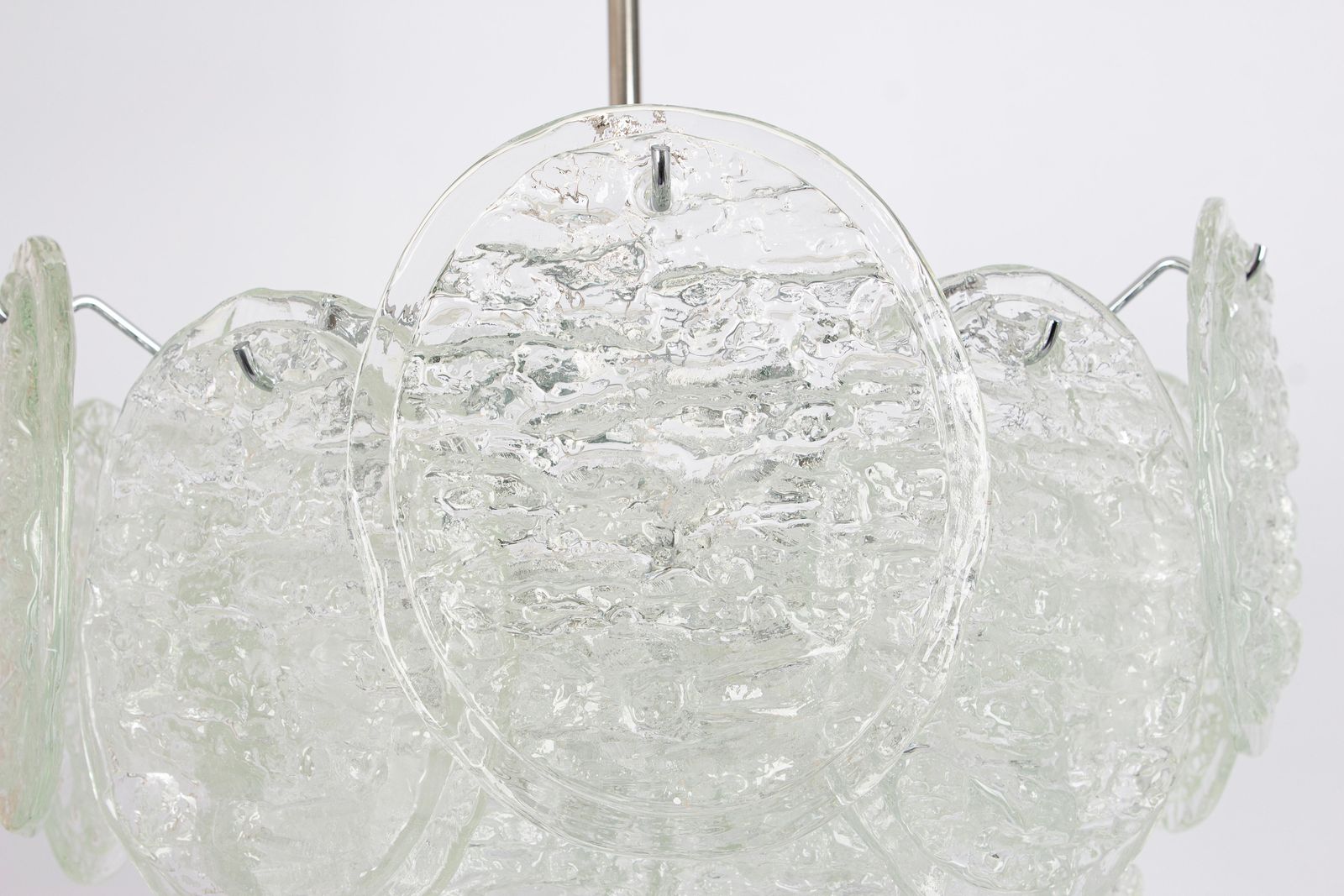 Large Murano Blatt Ice Glass Chandelier Leafs Form By Kalmar, Austria, 1960s photo for sale