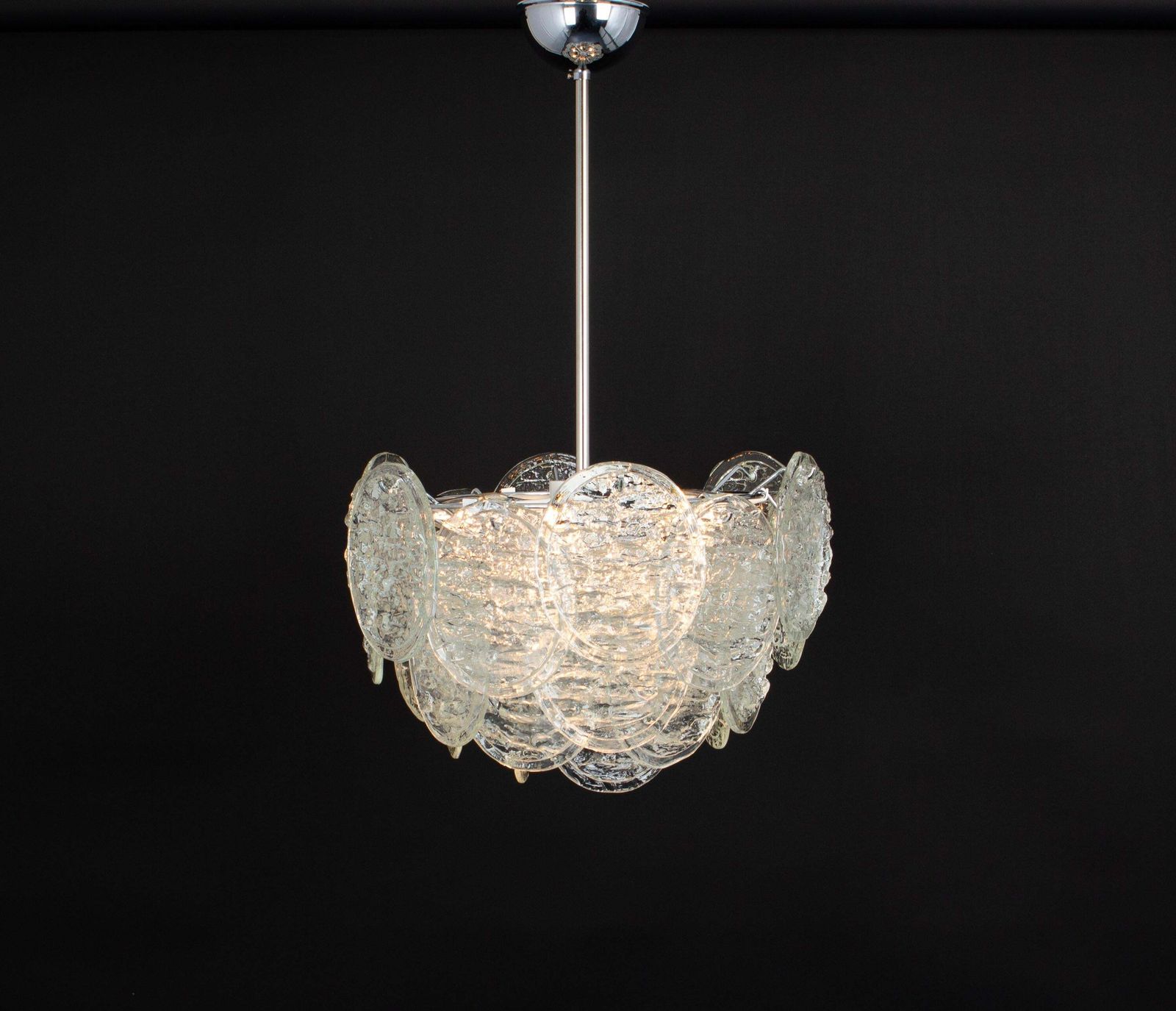 photo furniture Large Murano Blatt Ice Glass Chandelier Leafs Form By Kalmar, Austria, 1960s