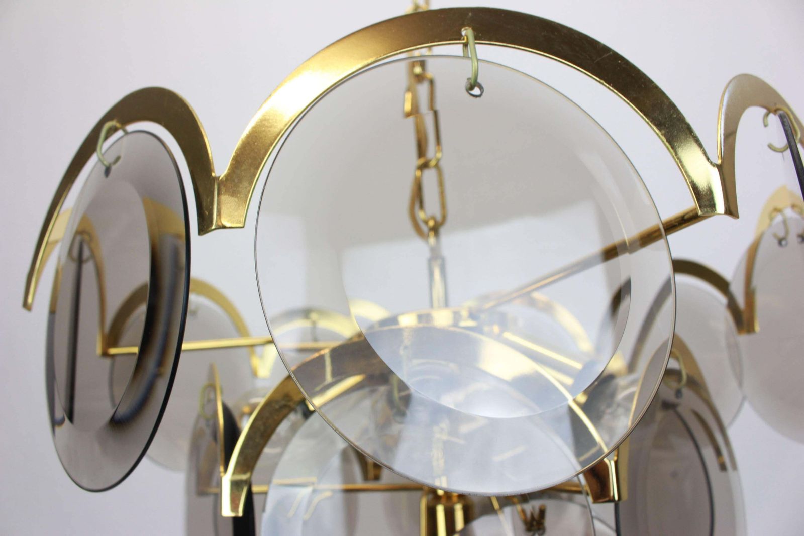 Vistosi Smoked Glass Disc Chandelier, Italy, 1960s photo 1358.0