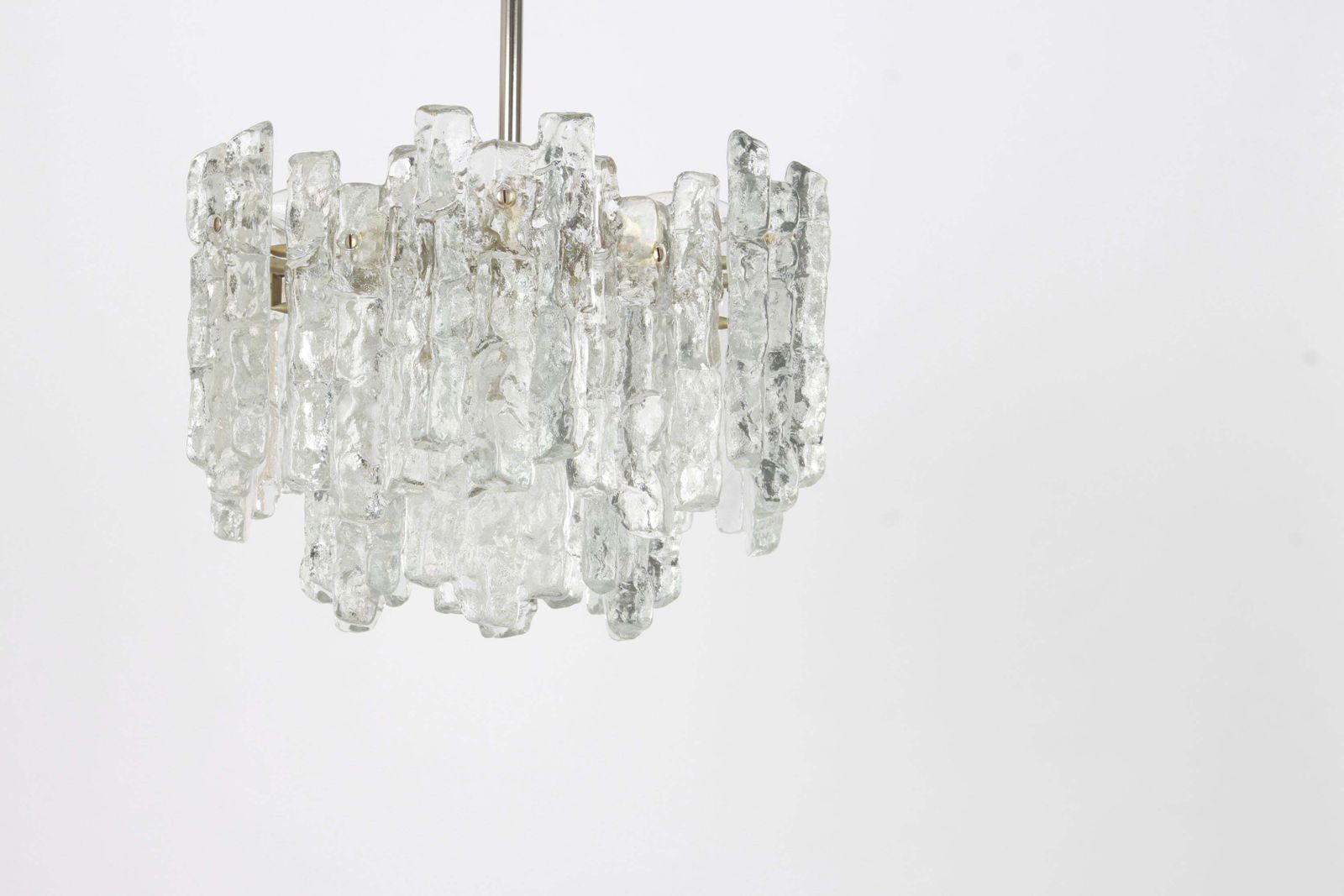 1 Of 2 Large Murano Ice Glass Chandelier By Kalmar, Austria, 1960s photo furniture