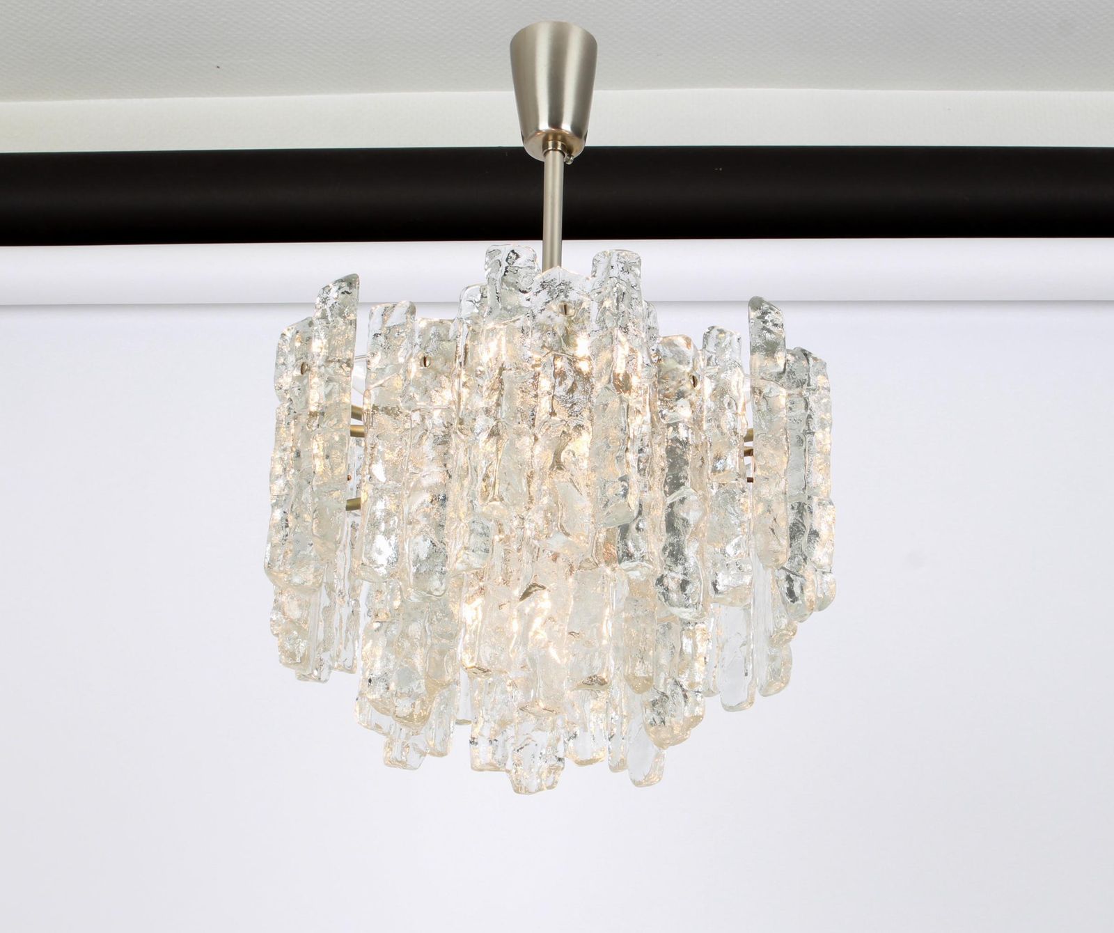 1 Of 2 Large Murano Ice Glass Chandelier By Kalmar, Austria, 1960s photo 1418.0