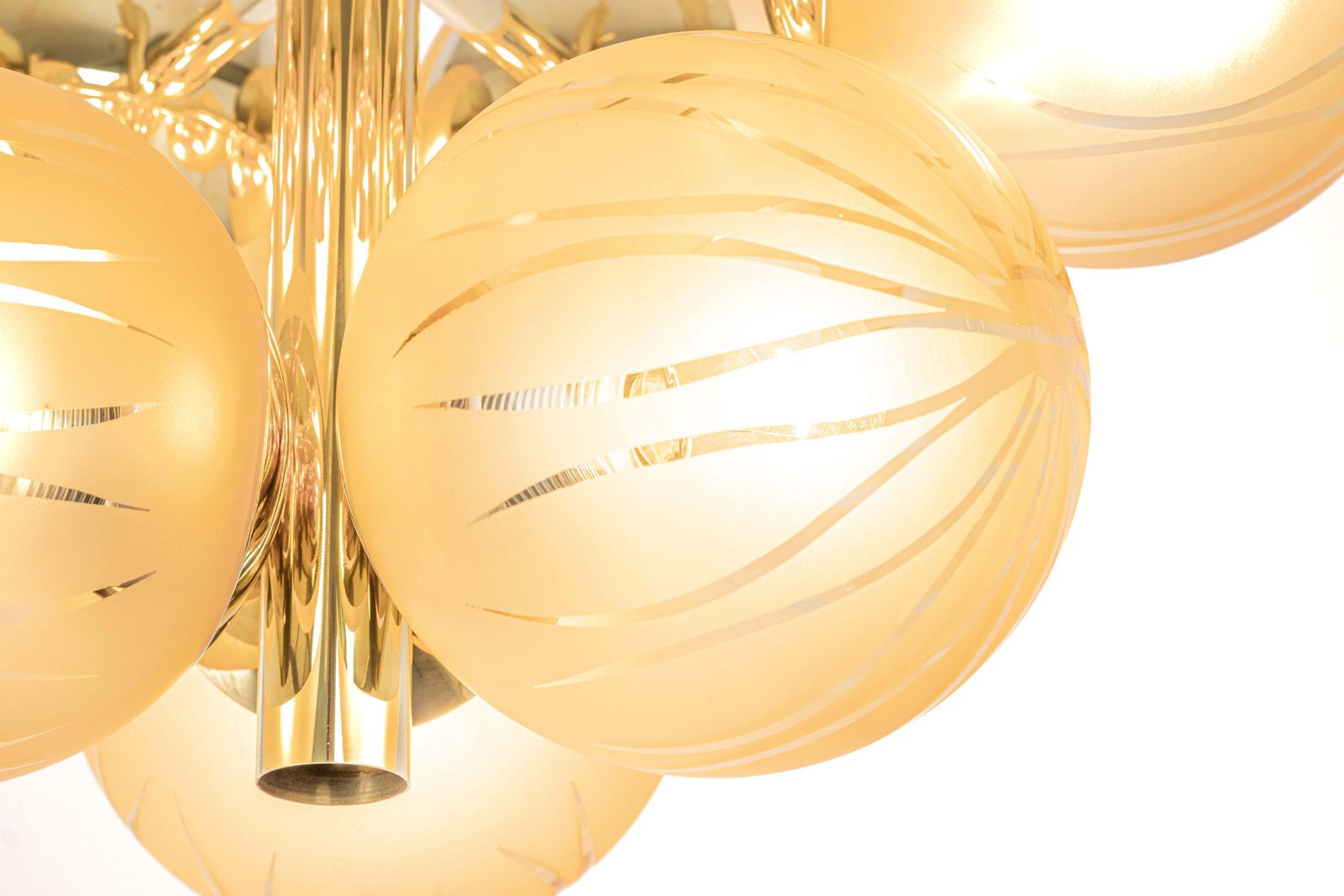 Large Stunning Kaiser Sputnik Opal Glass Globes Chandelier, Germany, 1970s photo buy