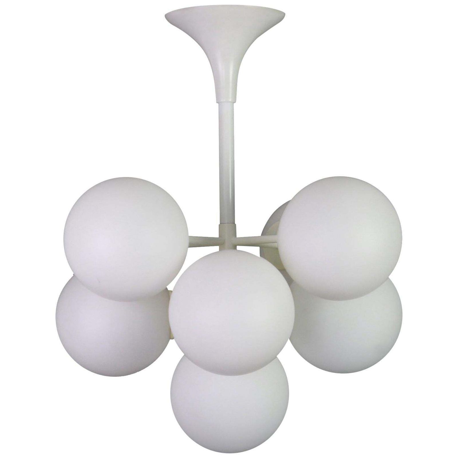 Atomic White Chandelier By E.R. Nelel For Temde, Switzerland, 1960s