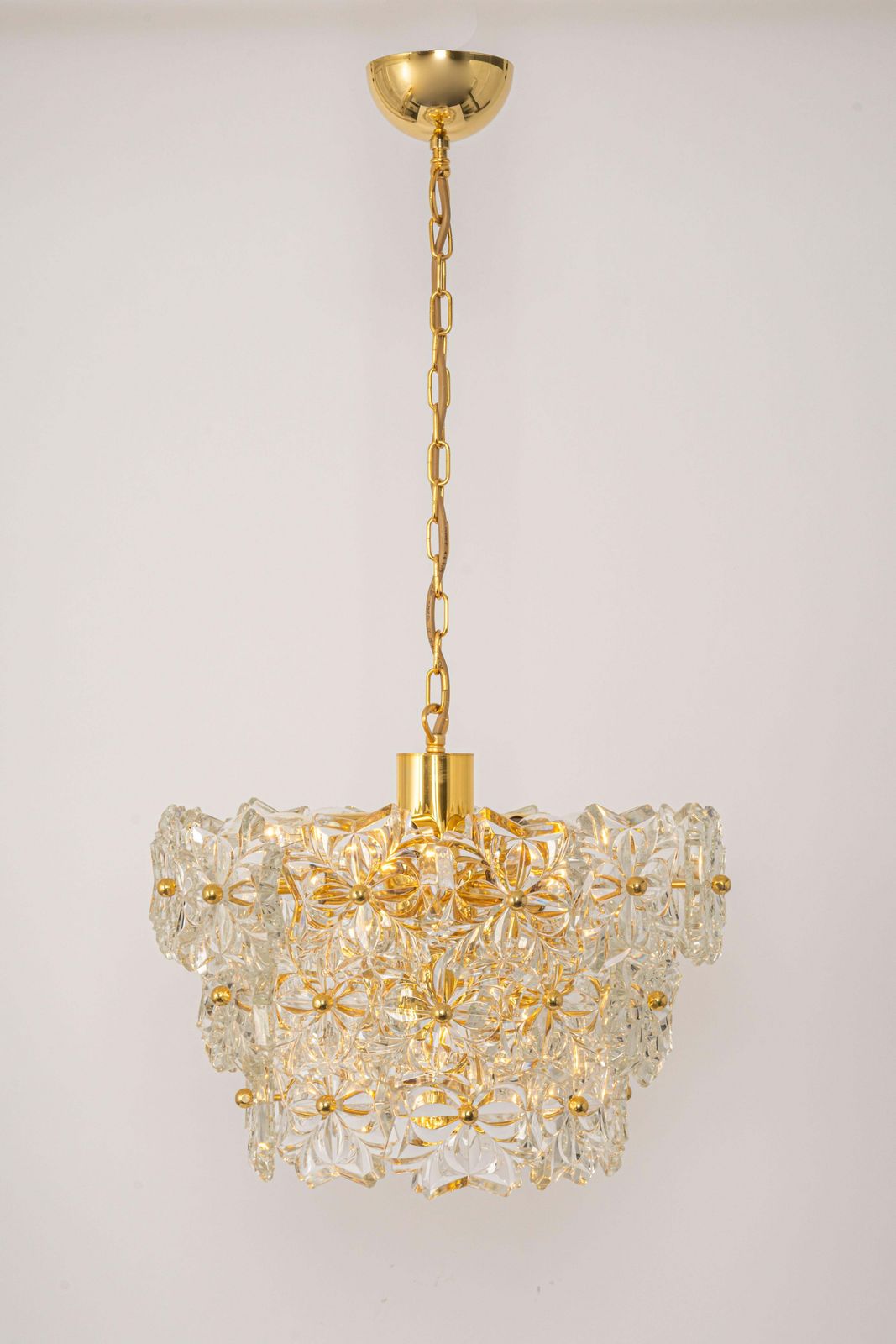 Gilt Brass, Crystal Glass Chandelier, Germany, 1970s photo furniture