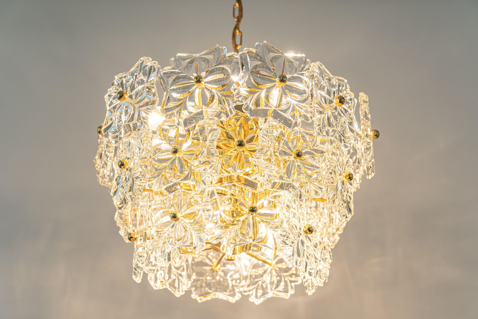 Gilt Brass, Crystal Glass Chandelier, Germany, 1970s photo 1333.0