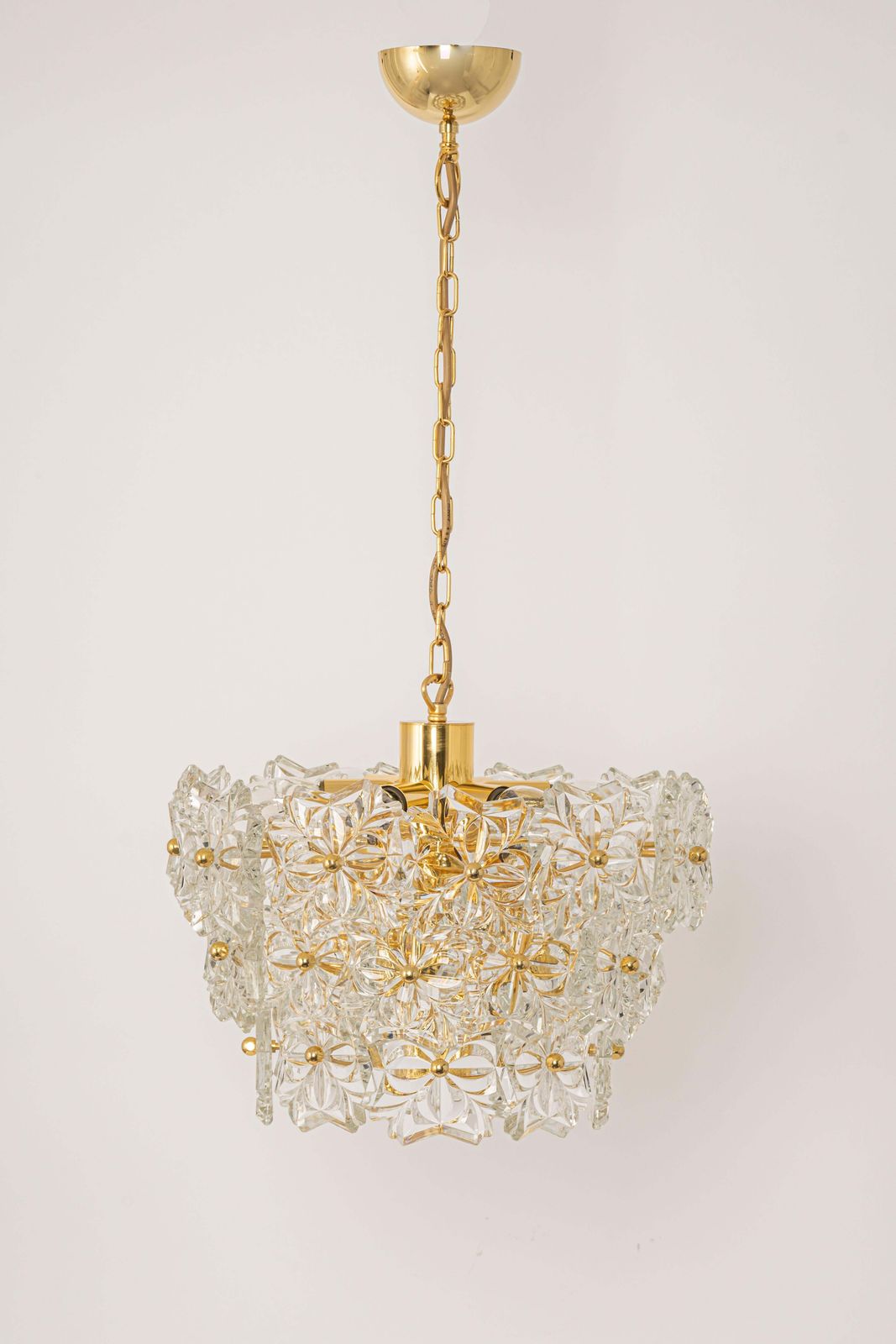 photo furniture Gilt Brass, Crystal Glass Chandelier, Germany, 1970s