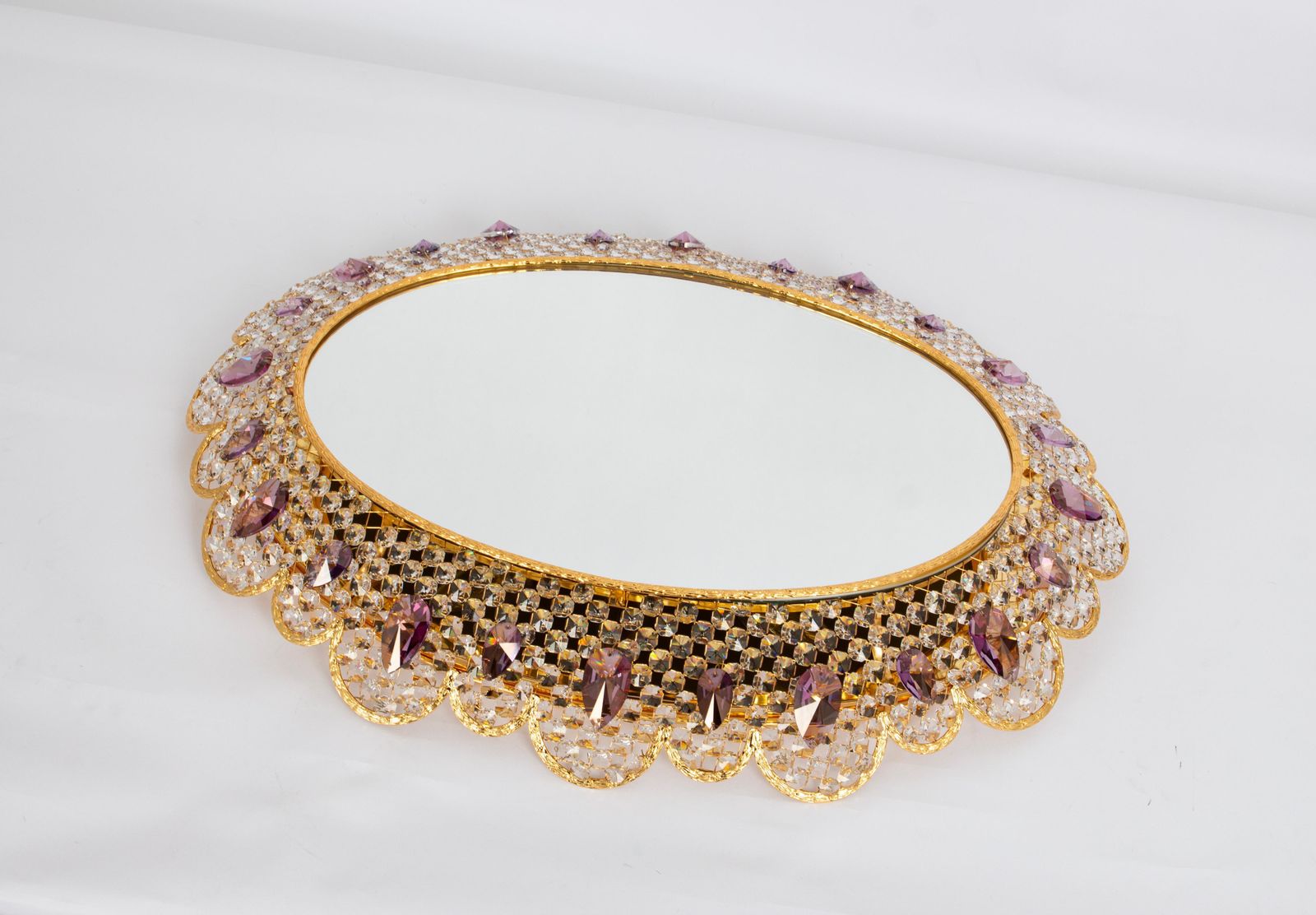 Spectacular Backlit Mirror Brass And Crystal Glass By Palwa, Germany photo 2751.0