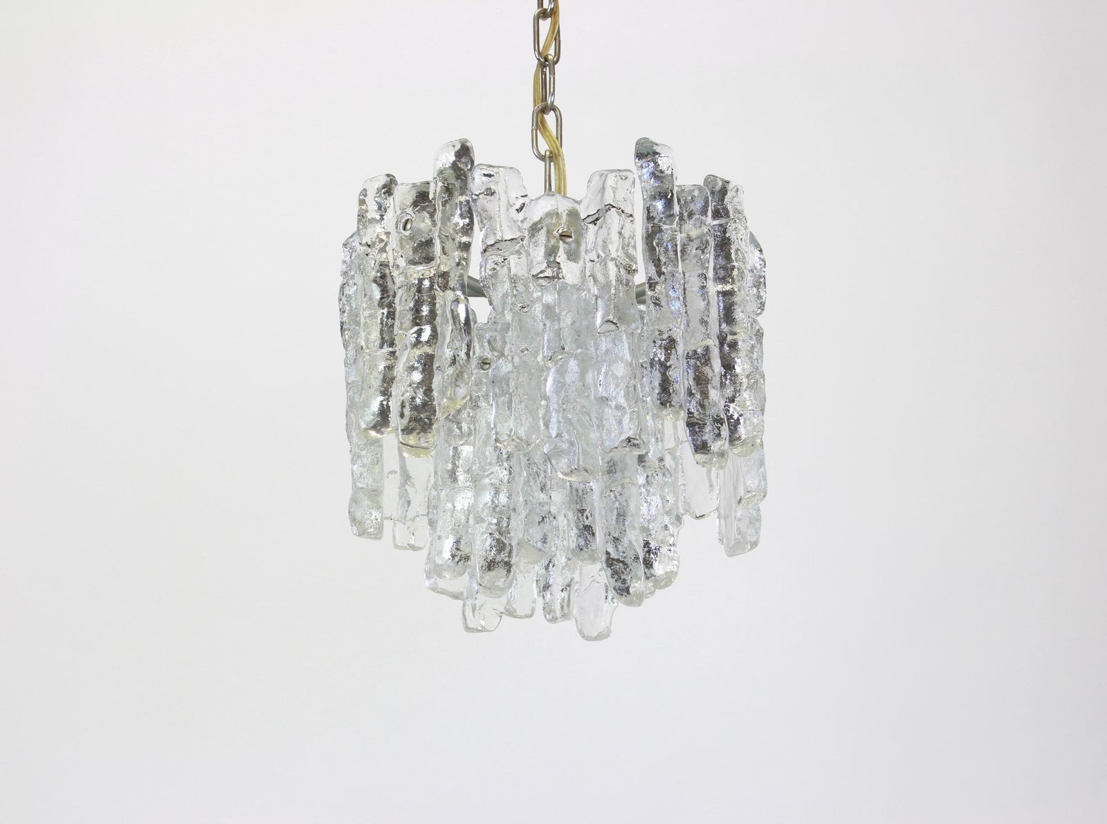 Pair Of Murano Ice Glass Pendants By Kalmar, Austria, 1960s photo Lighting