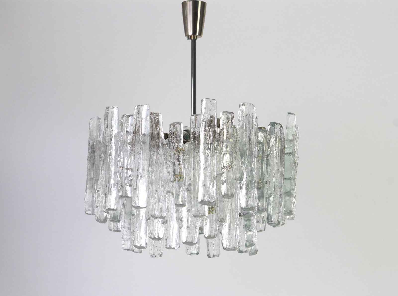 1 Of 2 Large Rare Murano Ice Glass Chandelier By Kalmar, Austria, 1960s photo furniture