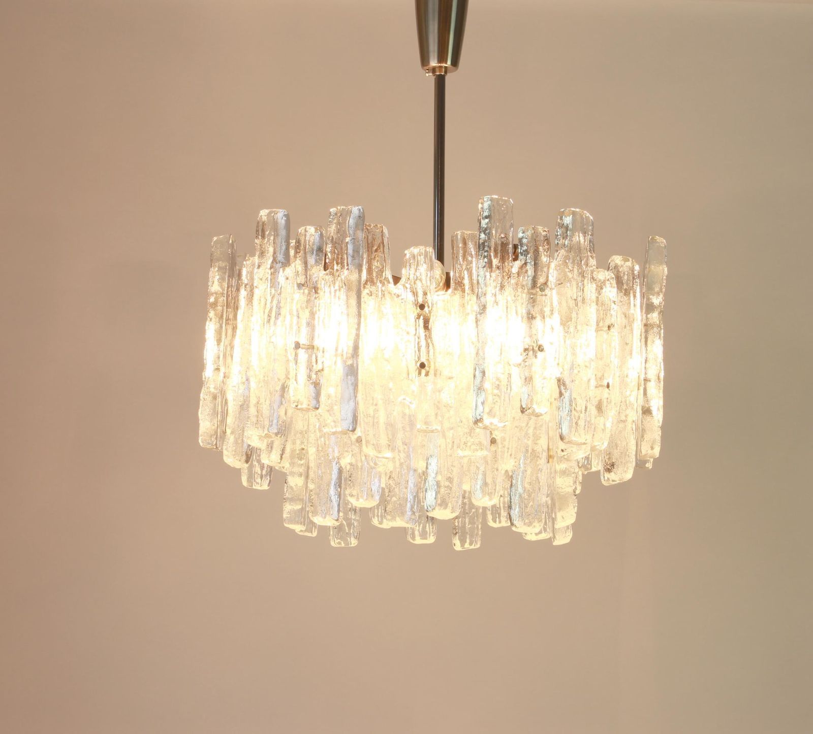 1 Of 2 Large Rare Murano Ice Glass Chandelier By Kalmar, Austria, 1960s photo 1504.0