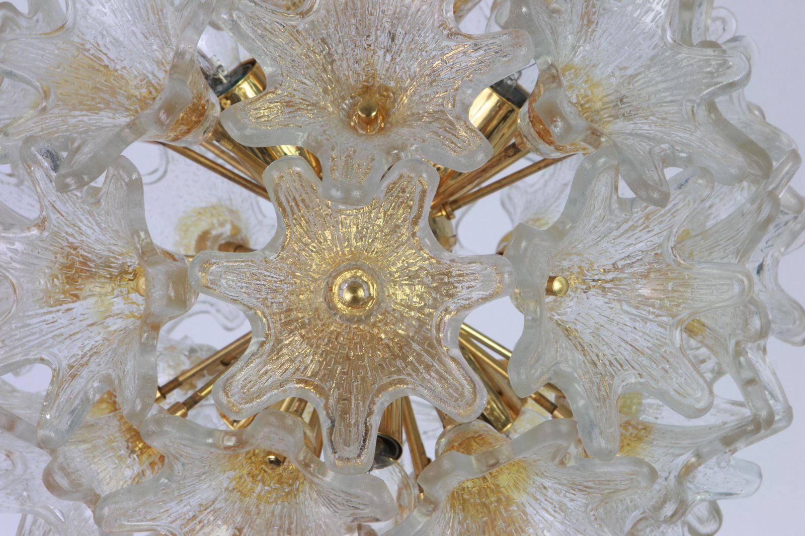 Spectacular Murano Glass Sunburst Flower Chandelier By Venini Veart, Italy 1970s photo for sale