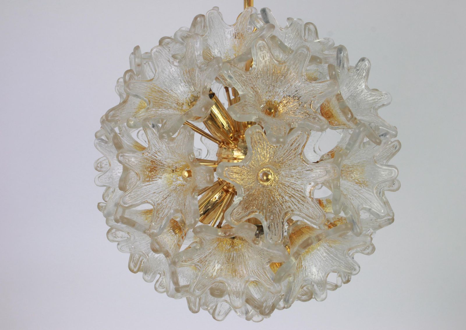 Spectacular Murano Glass Sunburst Flower Chandelier By Venini Veart, Italy 1970s photo 1504.0