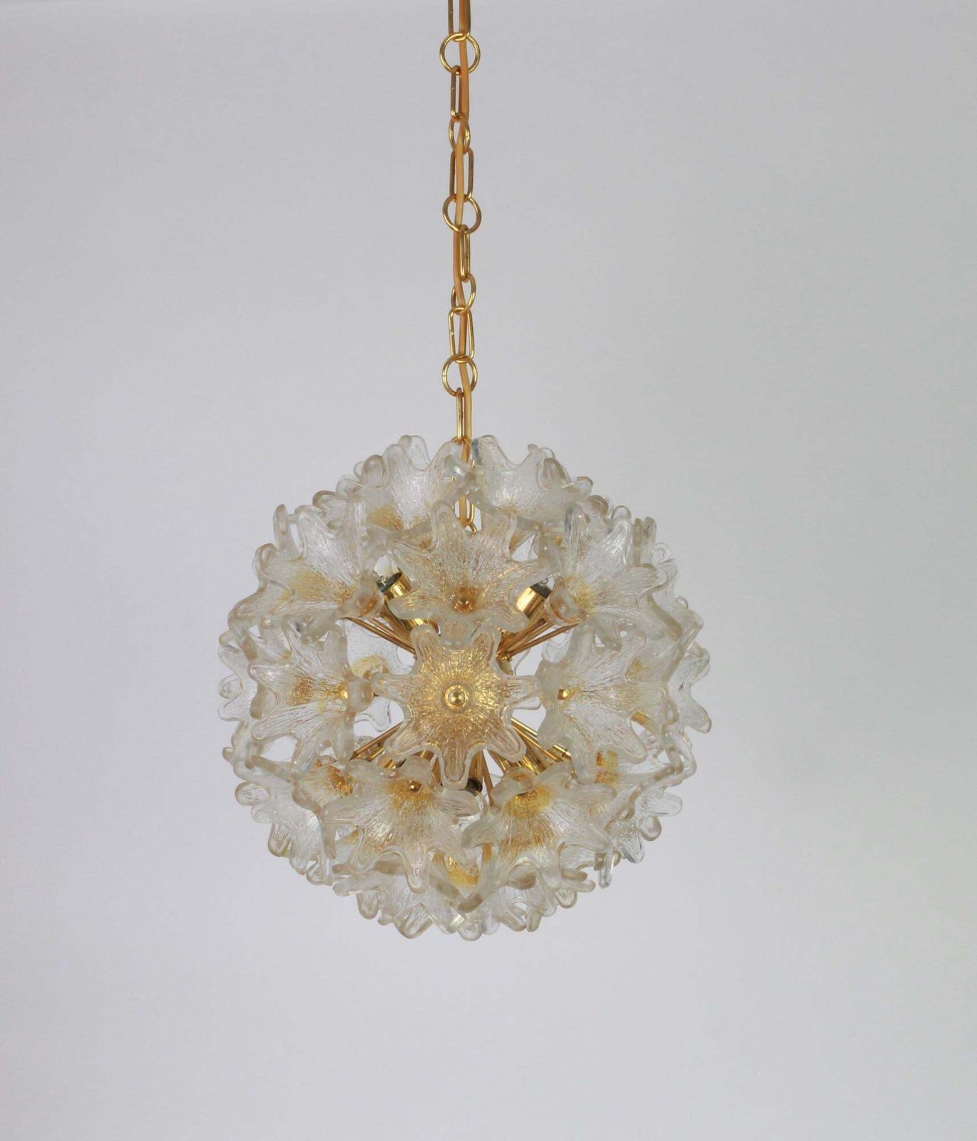 photo for sale Spectacular Murano Glass Sunburst Flower Chandelier By Venini Veart, Italy 1970s
