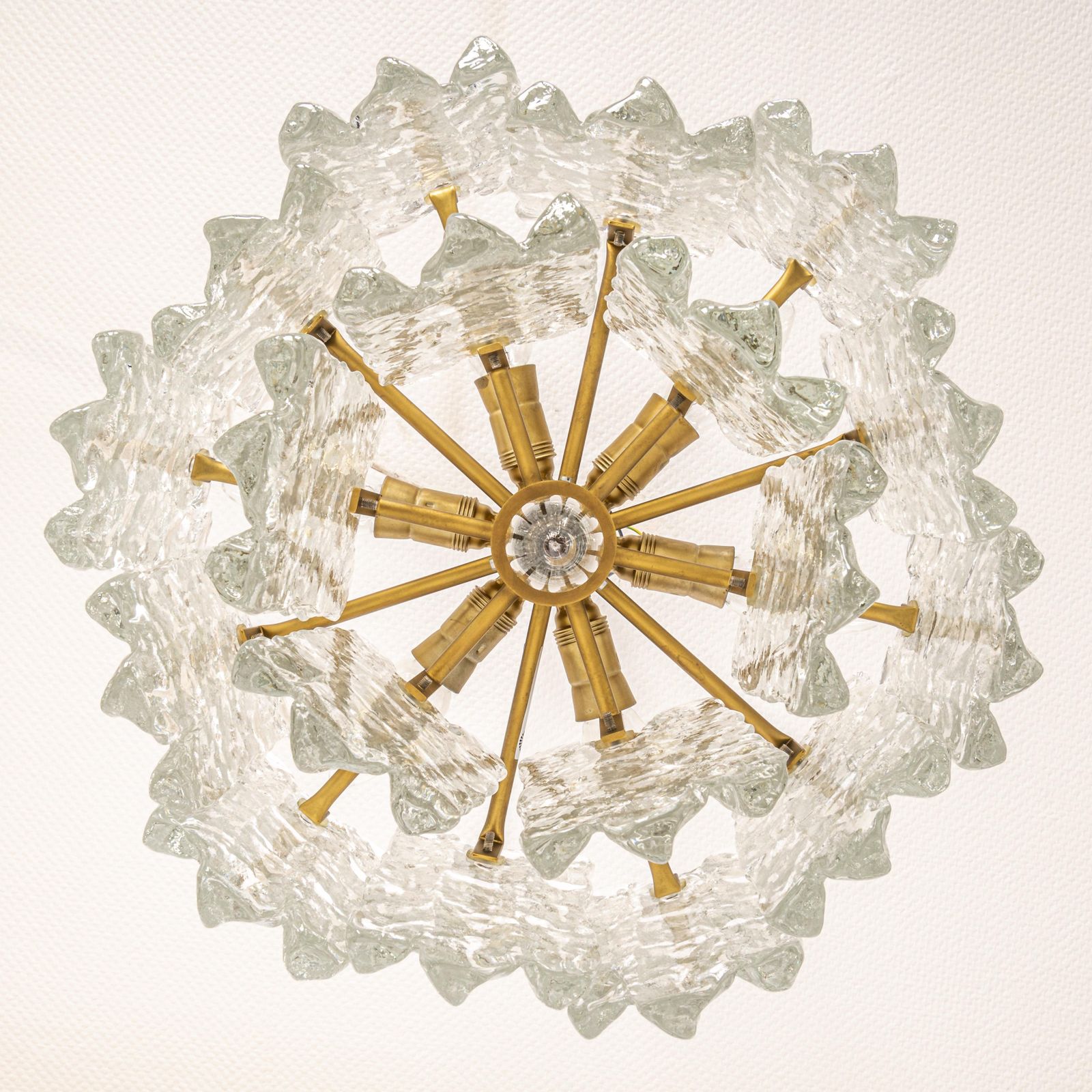 1 Of 3 Large Murano Ice Glass Chandelier By Kalmar, Austria, 1960s photo for sale