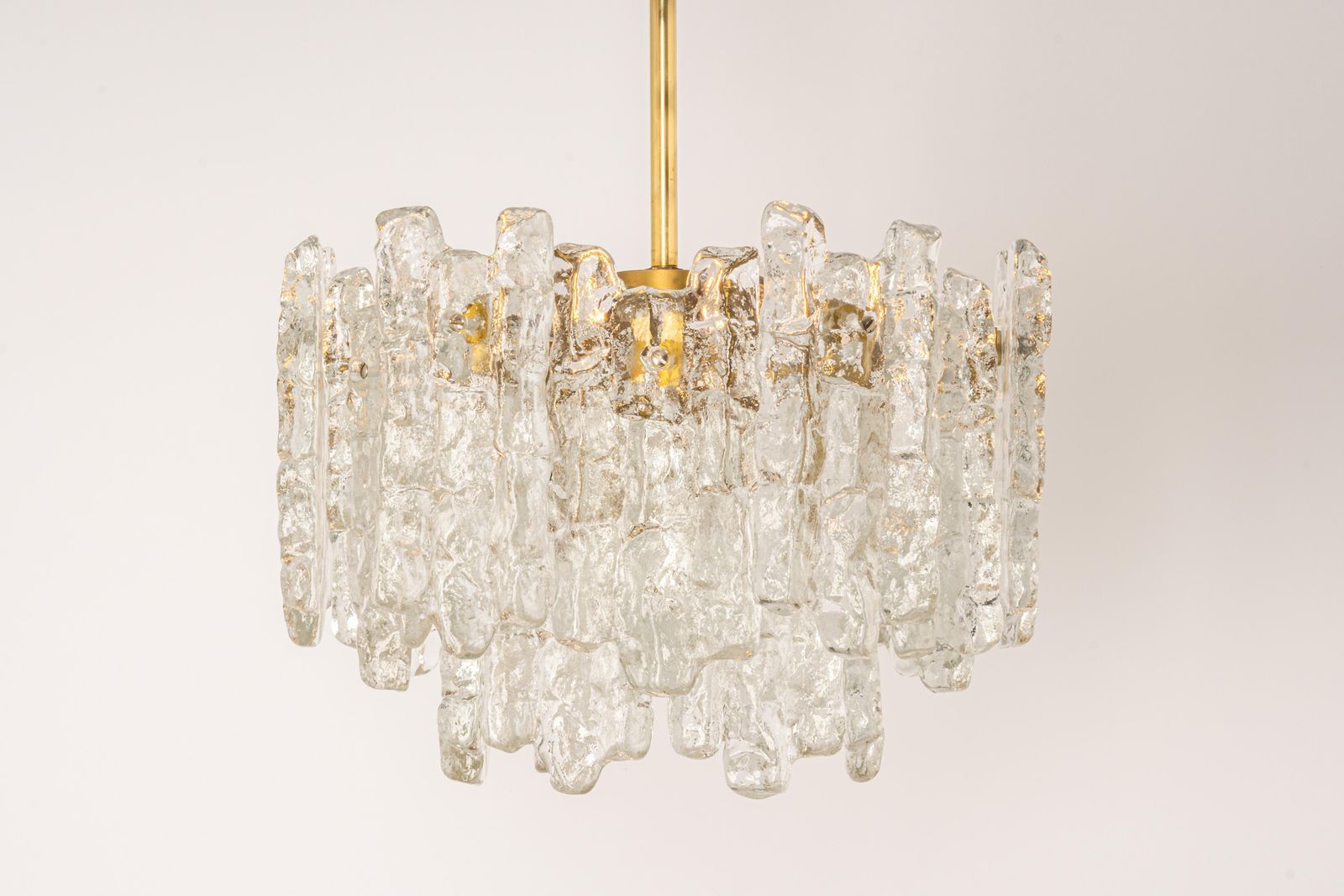 1 Of 3 Large Murano Ice Glass Chandelier By Kalmar, Austria, 1960s photo vinterior