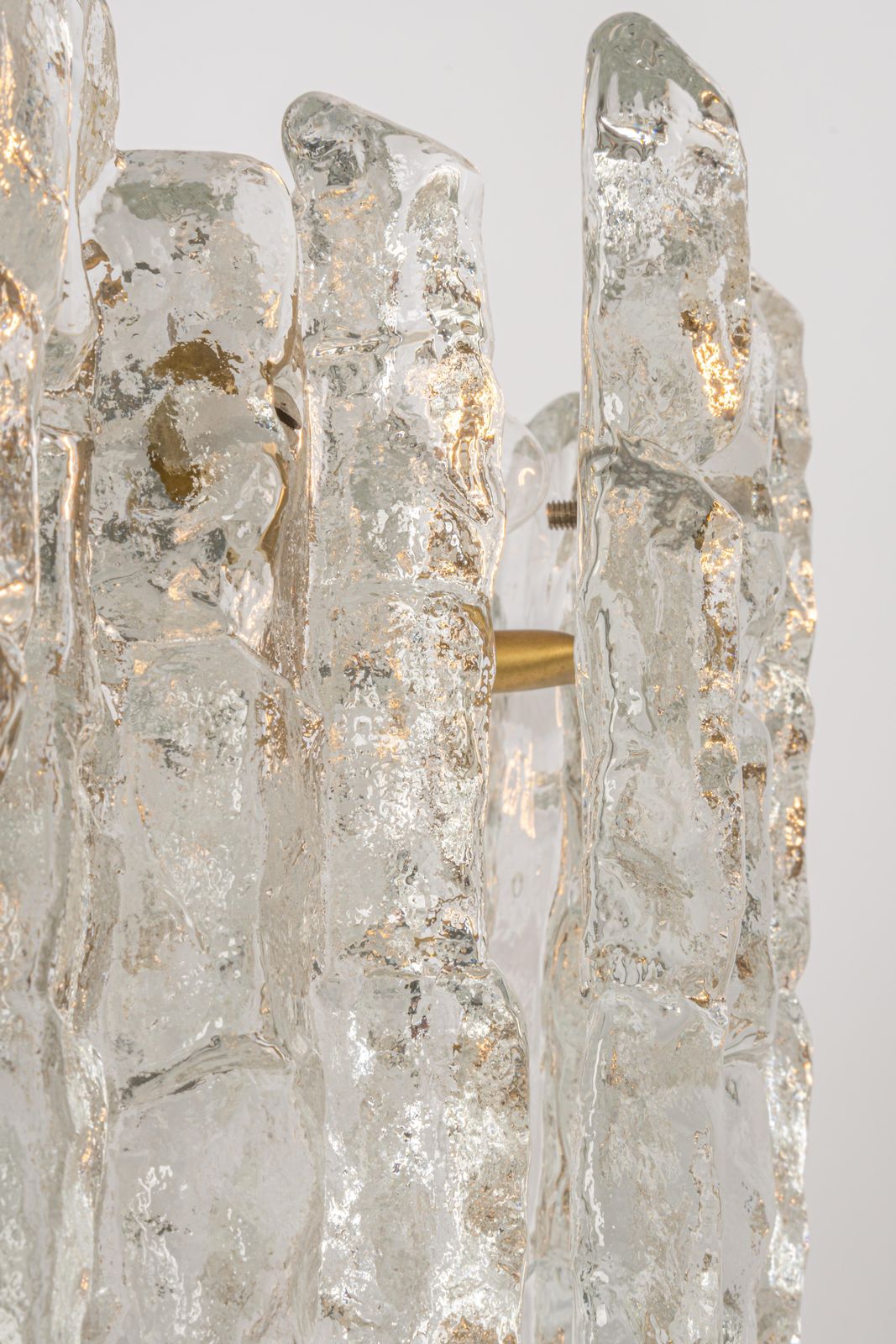 1 Of 3 Large Murano Ice Glass Chandelier By Kalmar, Austria, 1960s photo vintage