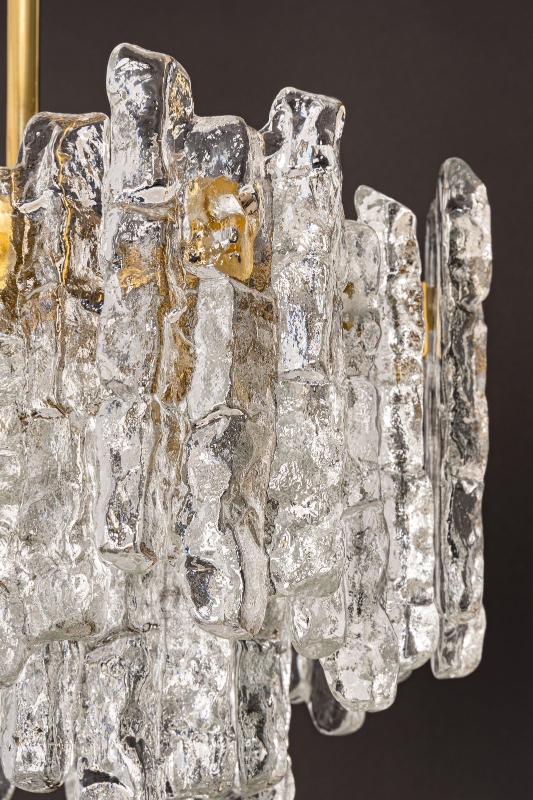 photo for sale 1 Of 3 Large Murano Ice Glass Chandelier By Kalmar, Austria, 1960s