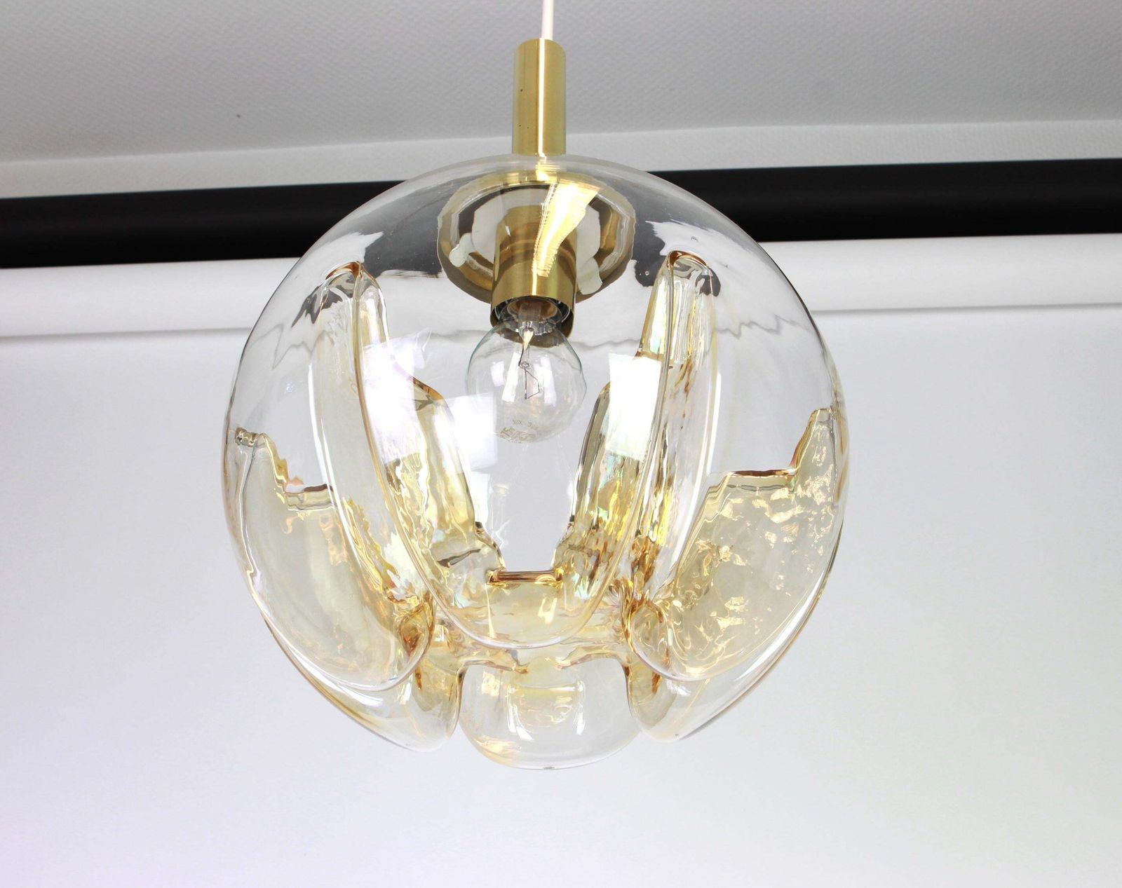 1 Of 2 Murano Ball Pendant Light By Doria, Germany, 1970s photo vinterior