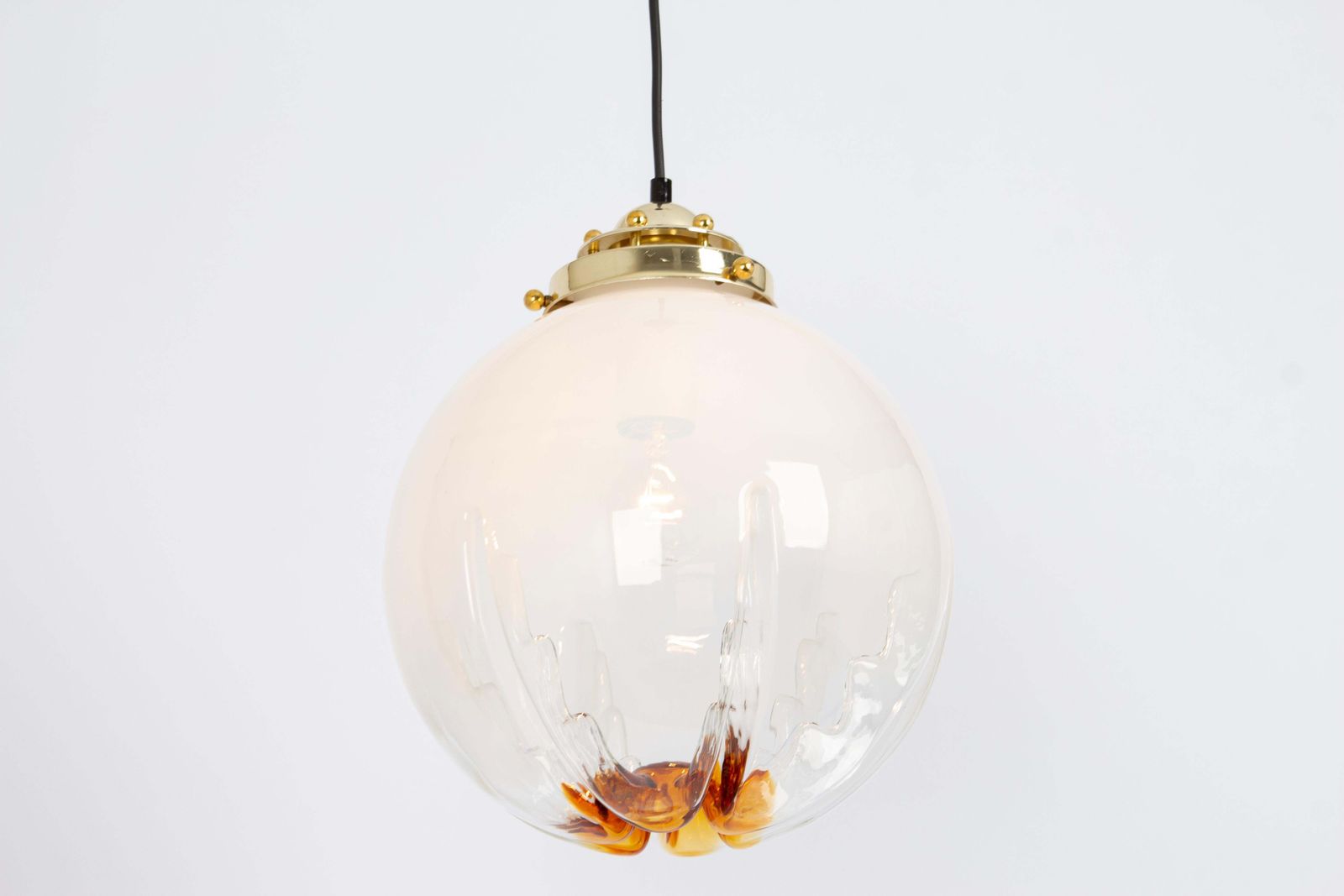 Stunning Glass Pendant Light In Style Of  Mazzega, Italy, 1960s photo vinterior