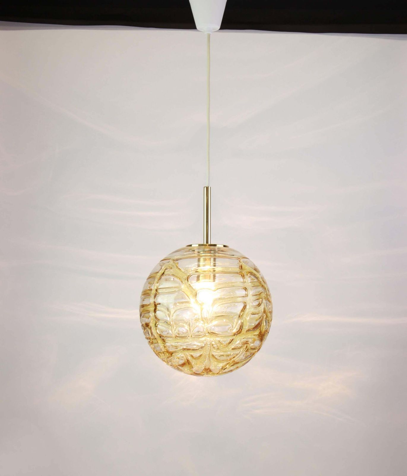 1 Of 3 Rare Murano Ball Pendant Light By Doria, Germany, 1970s photo Lighting