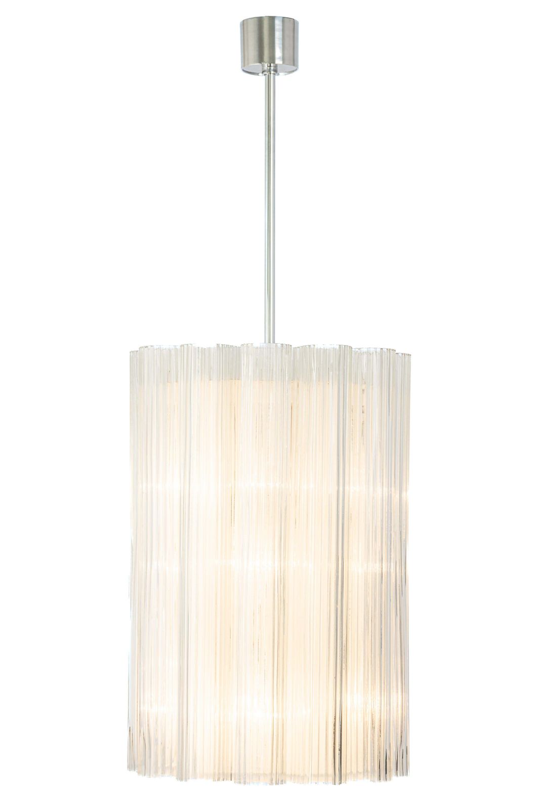 Lighting 1 Of 2 Cylindrical Pendant Fixture With Crystal Glass By Doria, Germany, 1960s photo