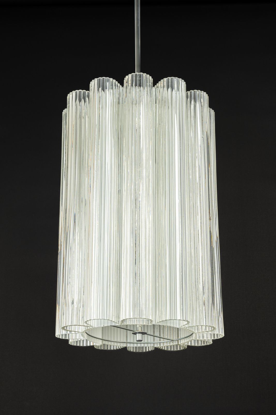 photo vinterior 1 Of 2 Cylindrical Pendant Fixture With Crystal Glass By Doria, Germany, 1960s
