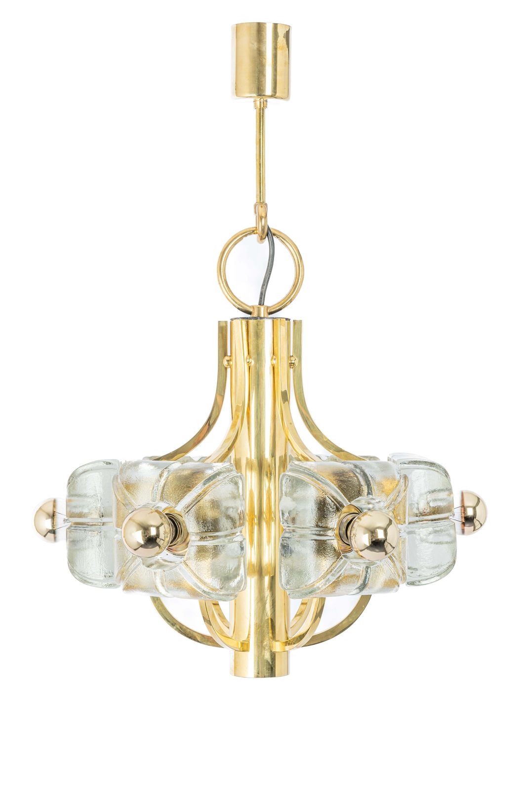 Large Brass And Crystal Glass Pendant By Sische, Germany, 1970s photo furniture