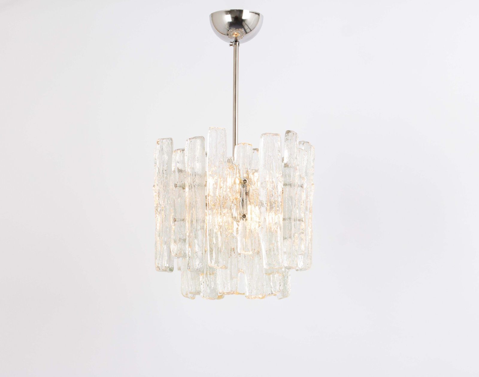 1 Of 2 Petite Murano Ice Glass Chandelier By Kalmar, Austria, 1960s photo for sale