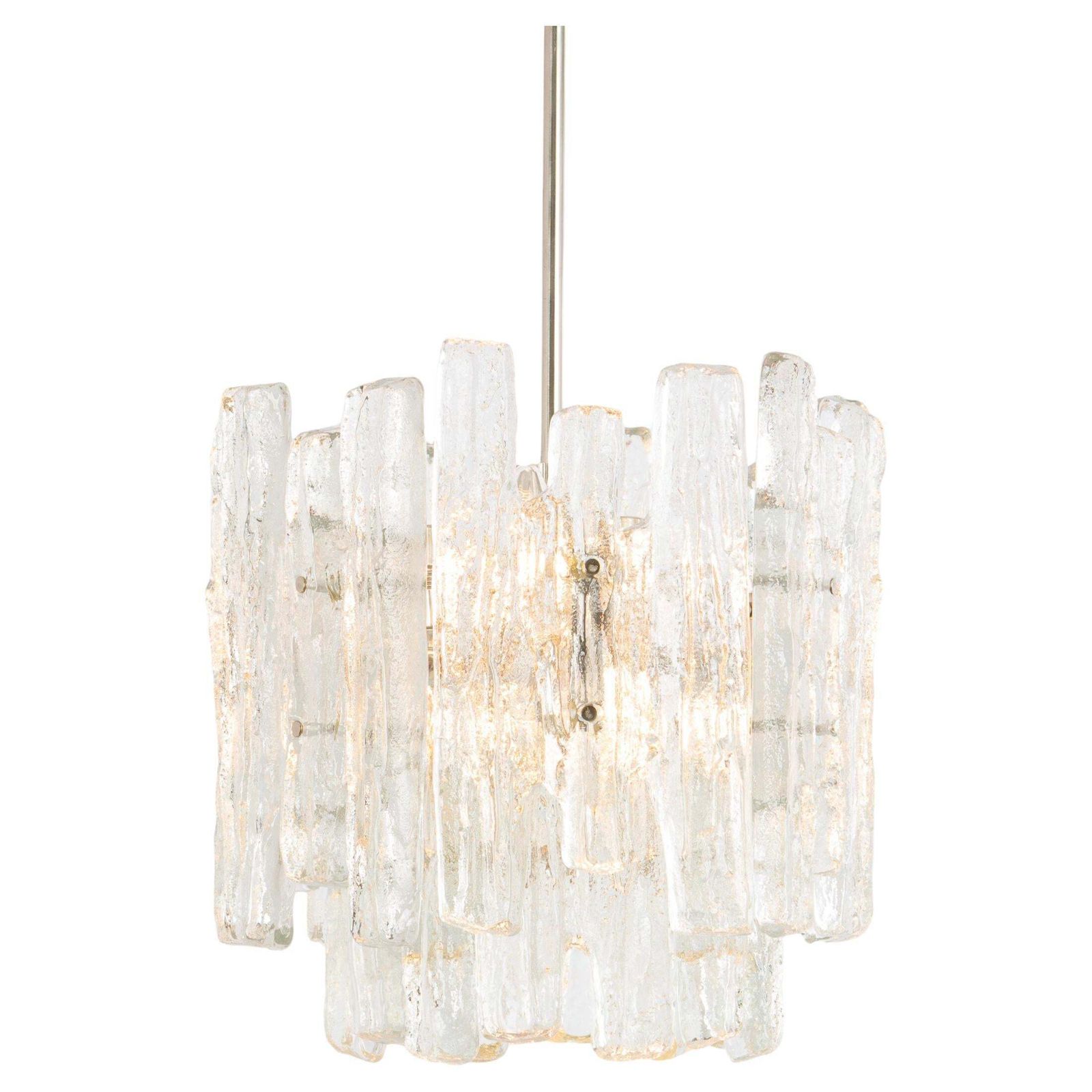 photo furniture 1 Of 2 Petite Murano Ice Glass Chandelier By Kalmar, Austria, 1960s