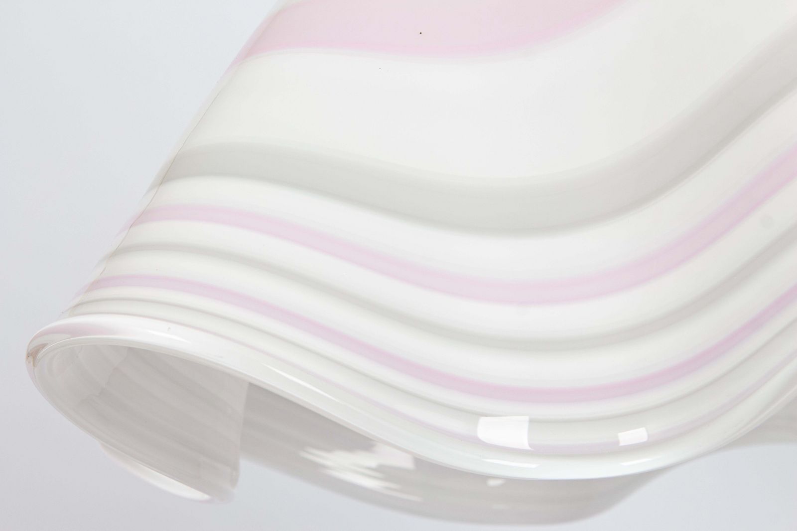 Large White Pink Glass Pendant Light Mazzega Fazzoletto, Italy, 1970s photo 1247.0