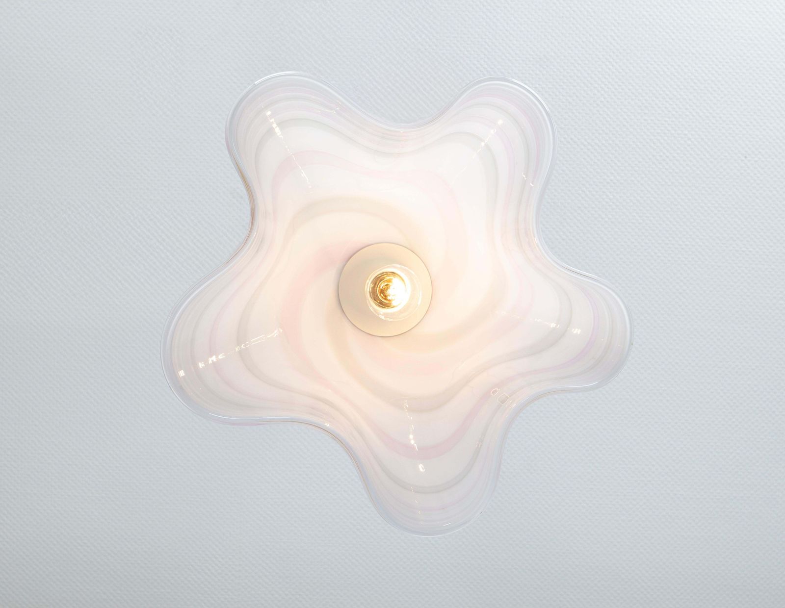 Large White Pink Glass Pendant Light Mazzega Fazzoletto, Italy, 1970s photo vintage