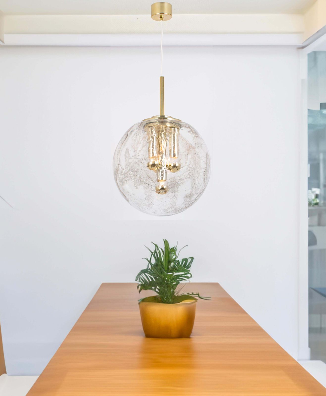 1 Of 2 Large Sputnik Big Ball Pendant By Doria, Germany, 1970s photo vintage