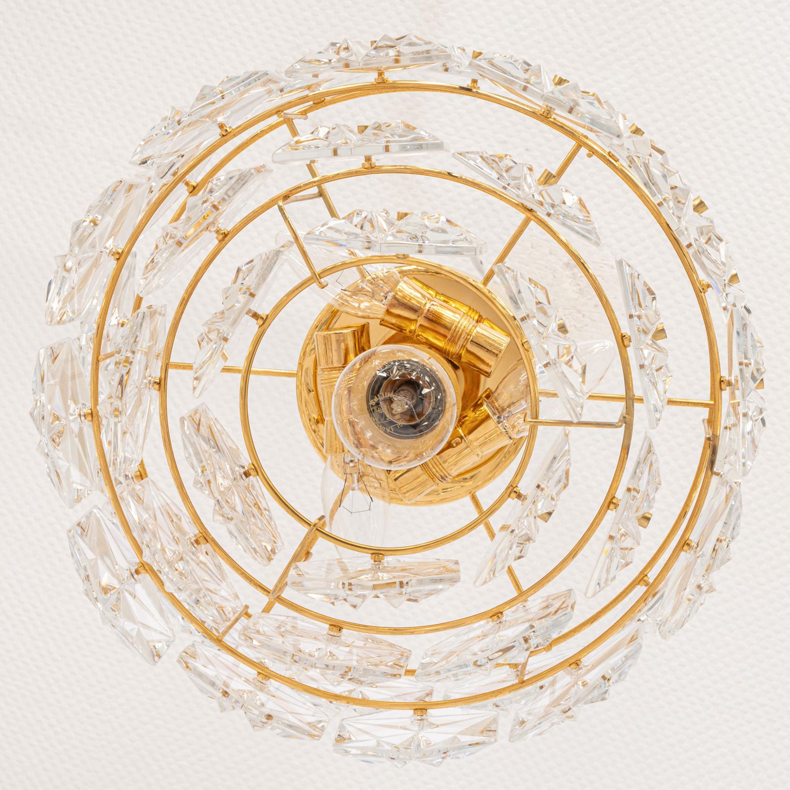 photo for sale 1 Of 3 Petite Chandeliers, Brass And Crystal Glass By Kinkeldey, Germany, 1970s