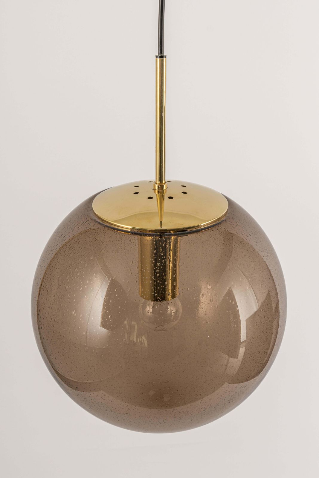 Large Limburg Brass With Smoked Glass Ball Pendant, Germany, 1970s photo furniture