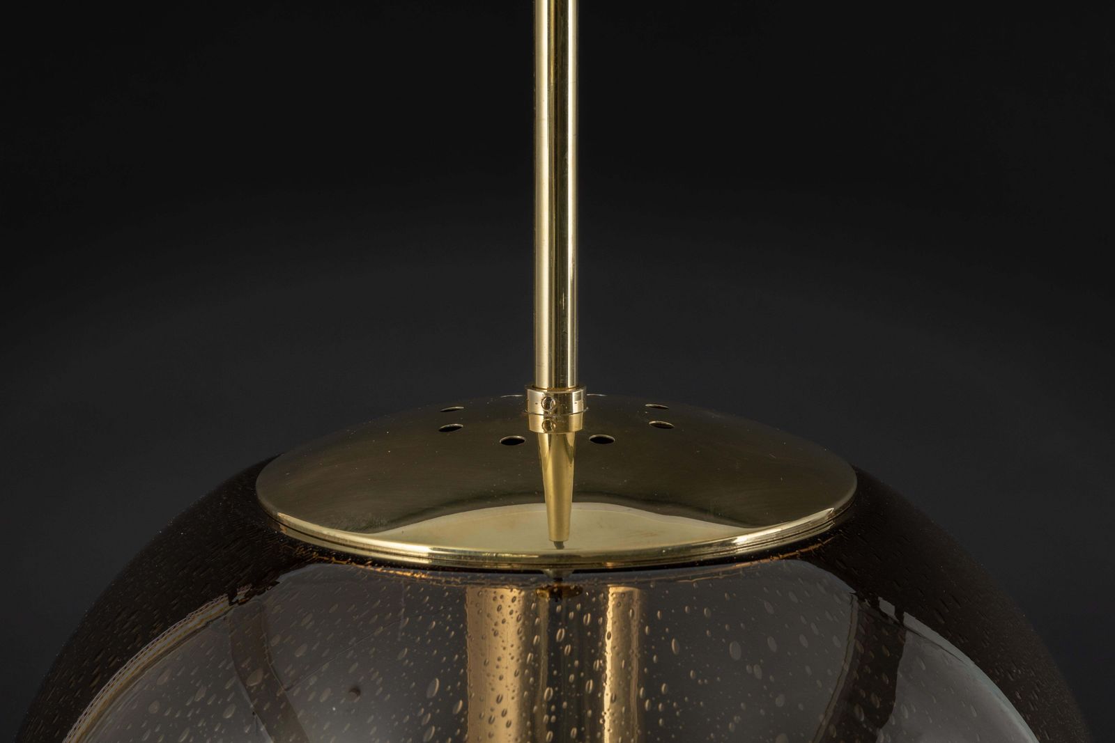 1290.0 Large Limburg Brass With Smoked Glass Ball Pendant, Germany, 1970s photo