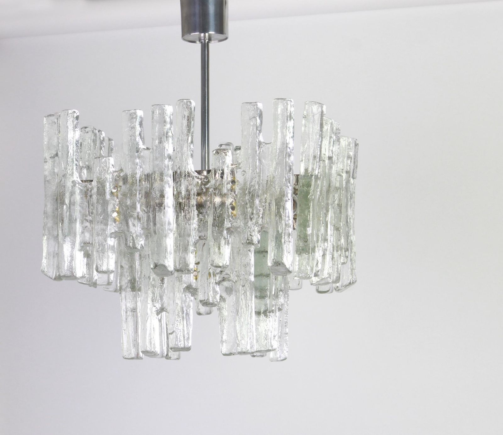 Large Rare Murano Ice Glass Chandelier By Kalmar, Austria, 1960s photo for sale
