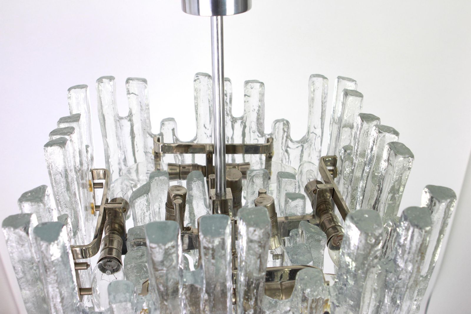 photo furniture Large Rare Murano Ice Glass Chandelier By Kalmar, Austria, 1960s