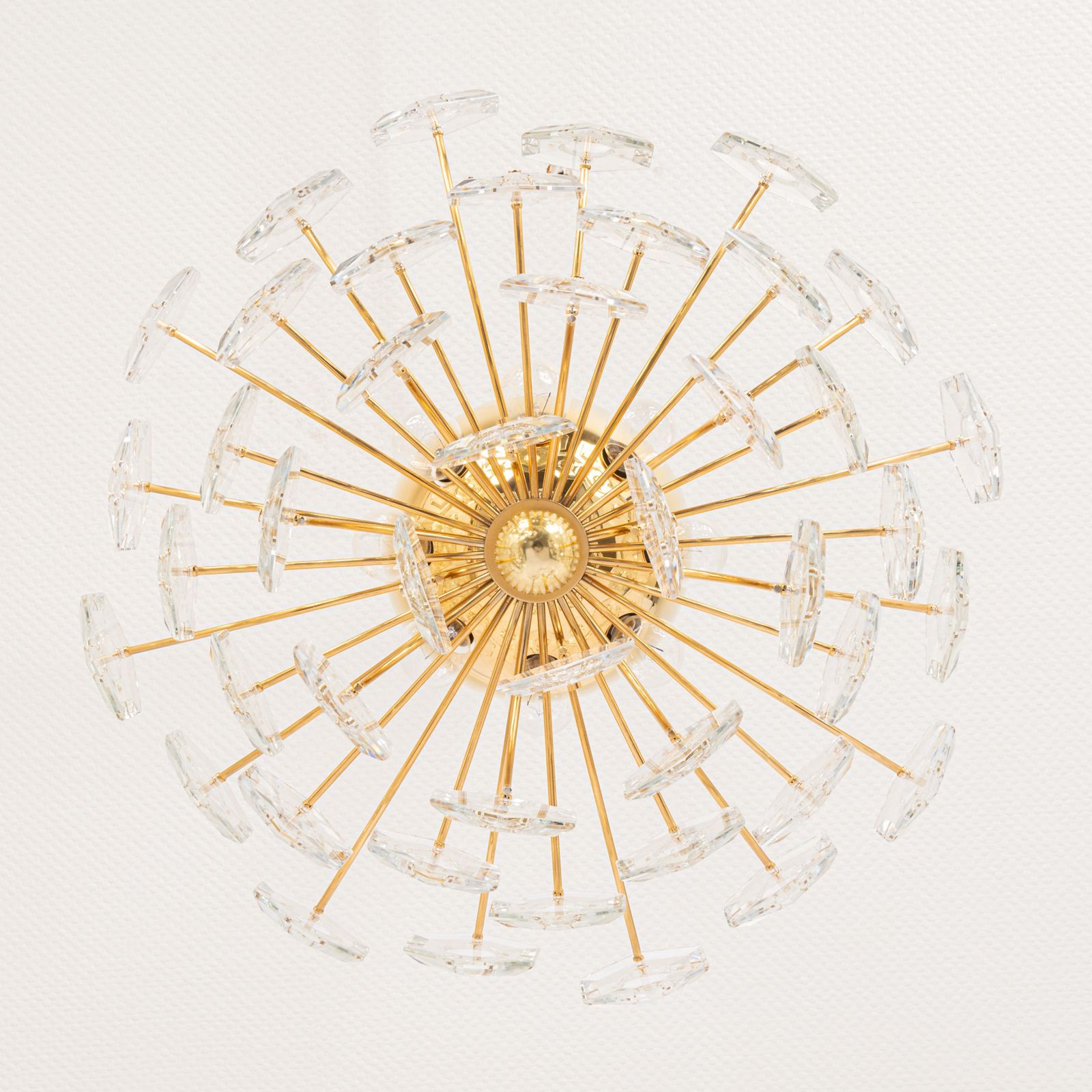 Stunning Large Flush Mount, Brass And Crystal Glass By Kinkeldey, Germany, 1970s photo furniture