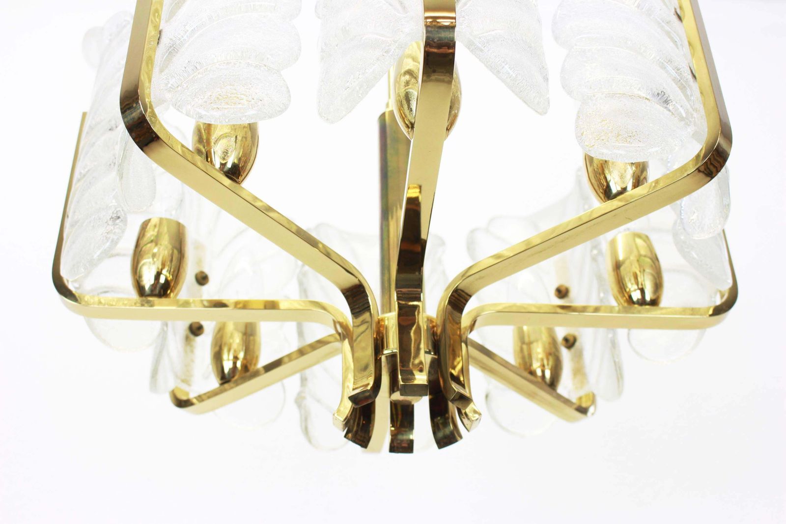 1 Van 2 – Chandelier Van Carl Fagerlund Met Murano Glazen Bladeren, Jaren 1960 photo buy
