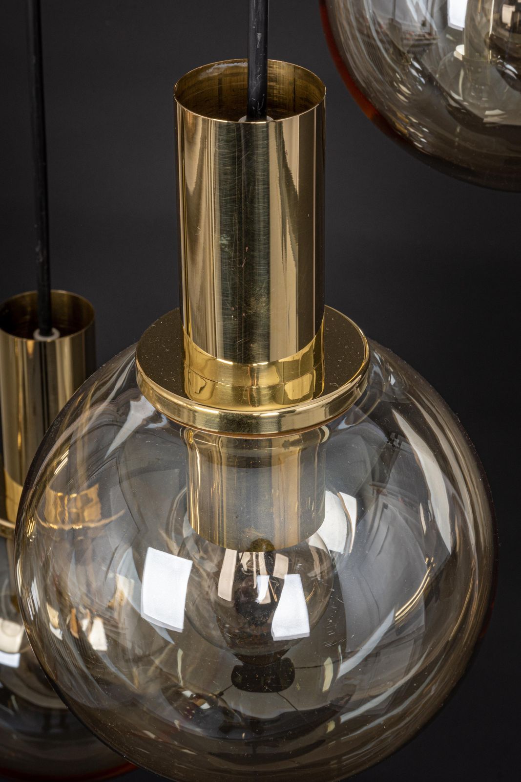 Large Designer Cascading Chandelier Smoked Glass By Ott Int. Germany, 1970s photo vintage