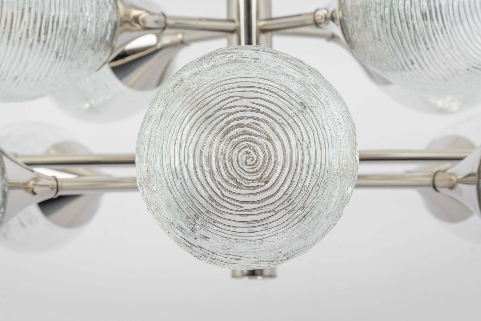 Large Stunning Kaiser Sputnik Opal Glass Globes Chandelier, Germany, 1970s photo 1461.0