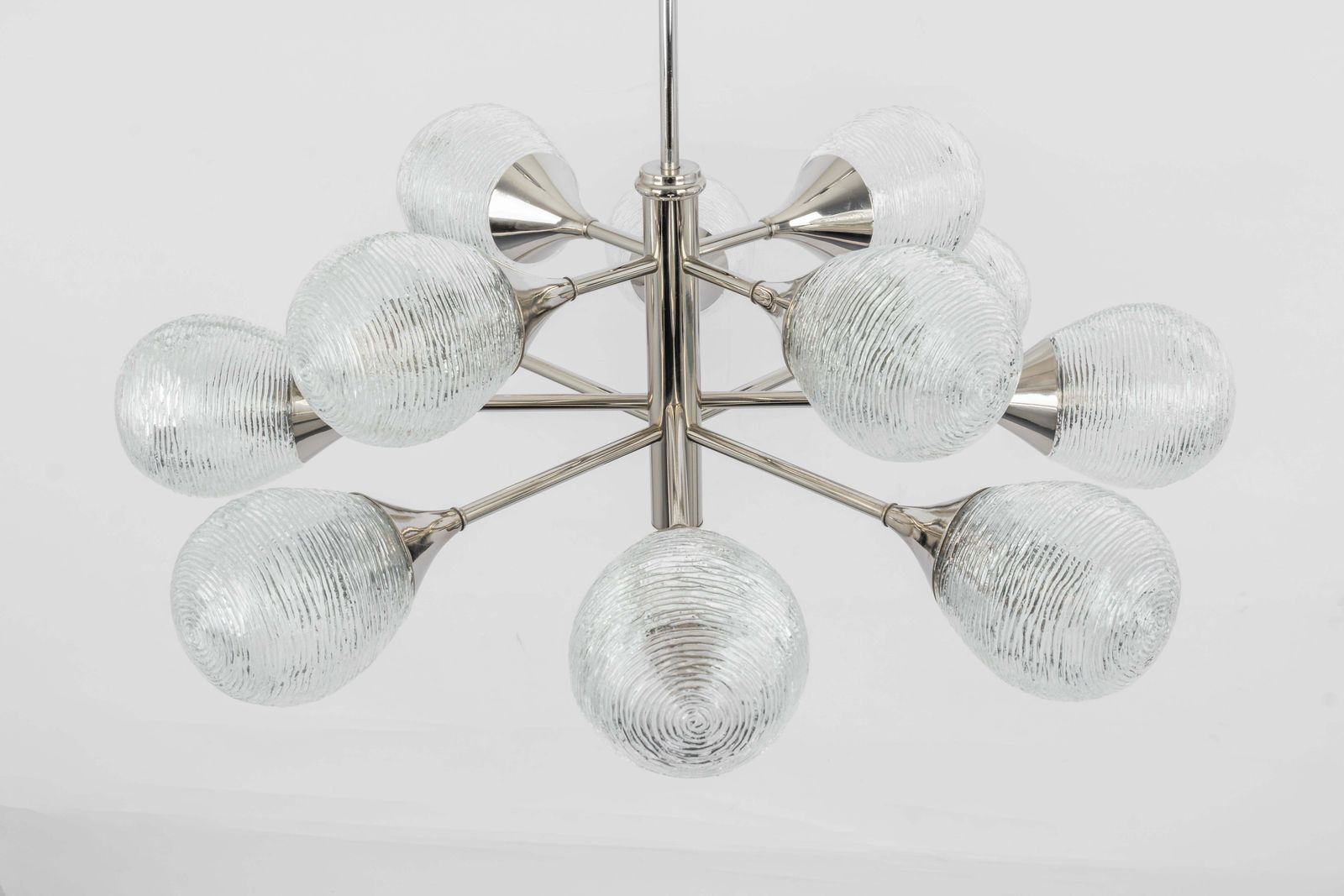 Large Stunning Kaiser Sputnik Opal Glass Globes Chandelier, Germany, 1970s photo vinterior
