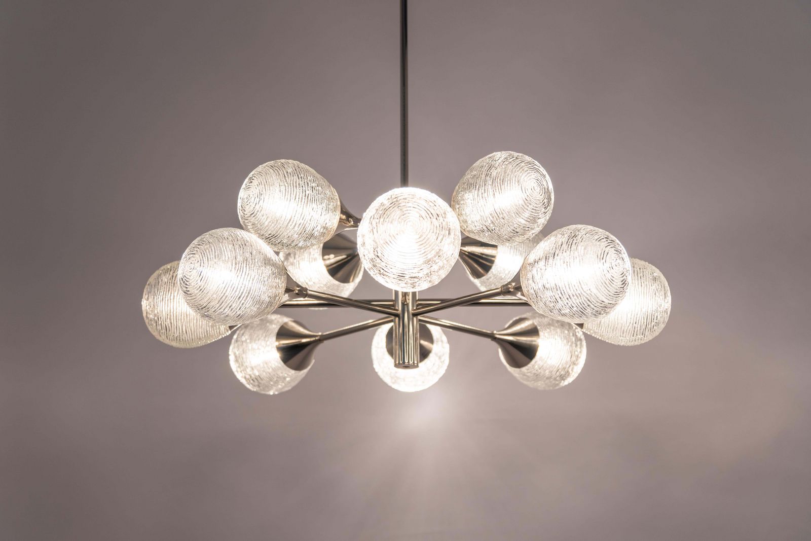 Lighting Large Stunning Kaiser Sputnik Opal Glass Globes Chandelier, Germany, 1970s photo