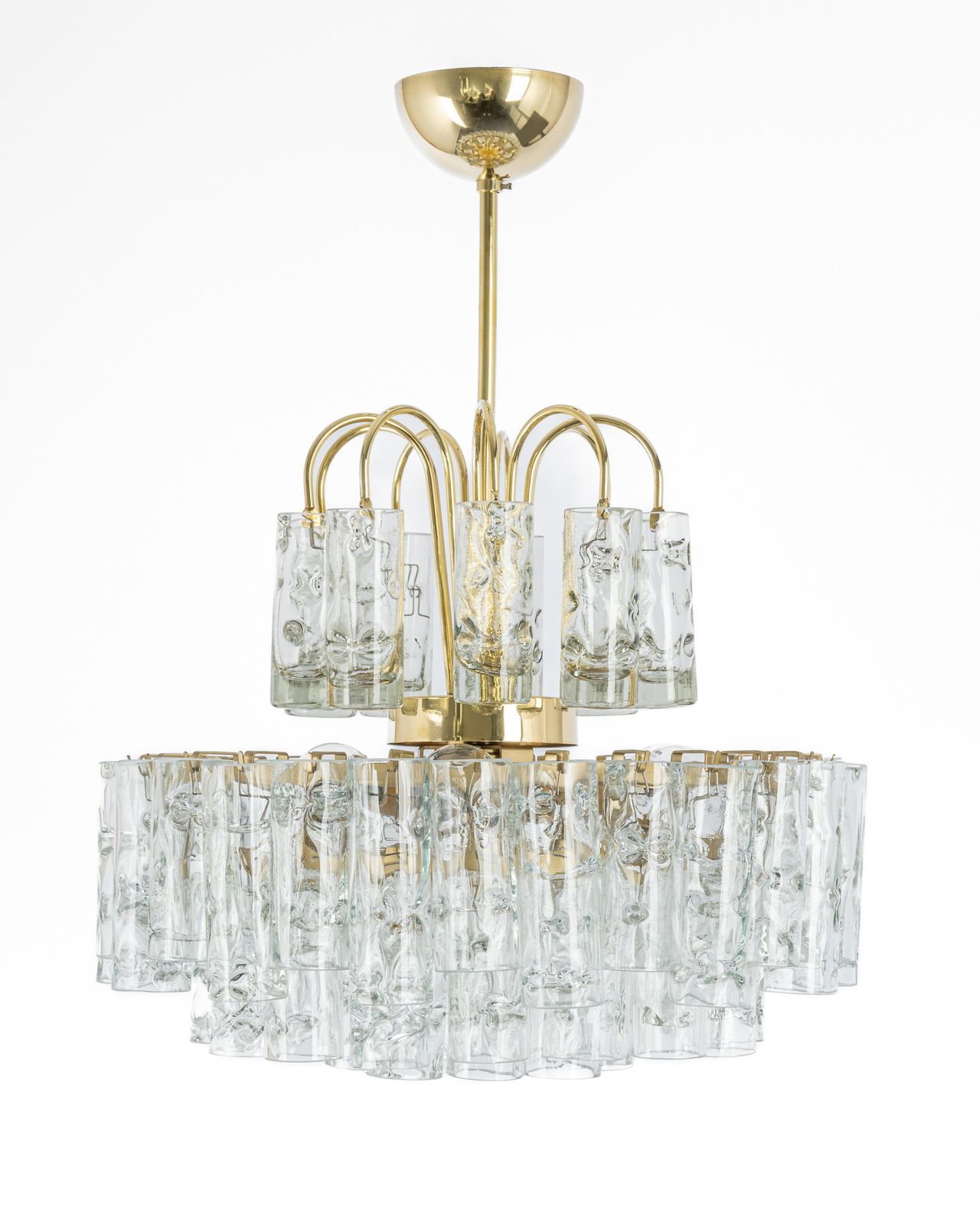Stunning Murano Ice Glass Tubes Chandelier By Doria, Germany, 1960s photo furniture