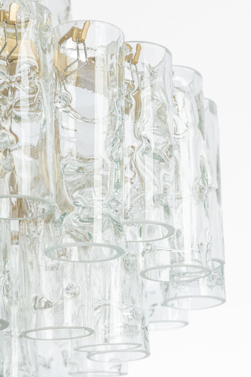 Stunning Murano Ice Glass Tubes Chandelier By Doria, Germany, 1960s photo vinterior
