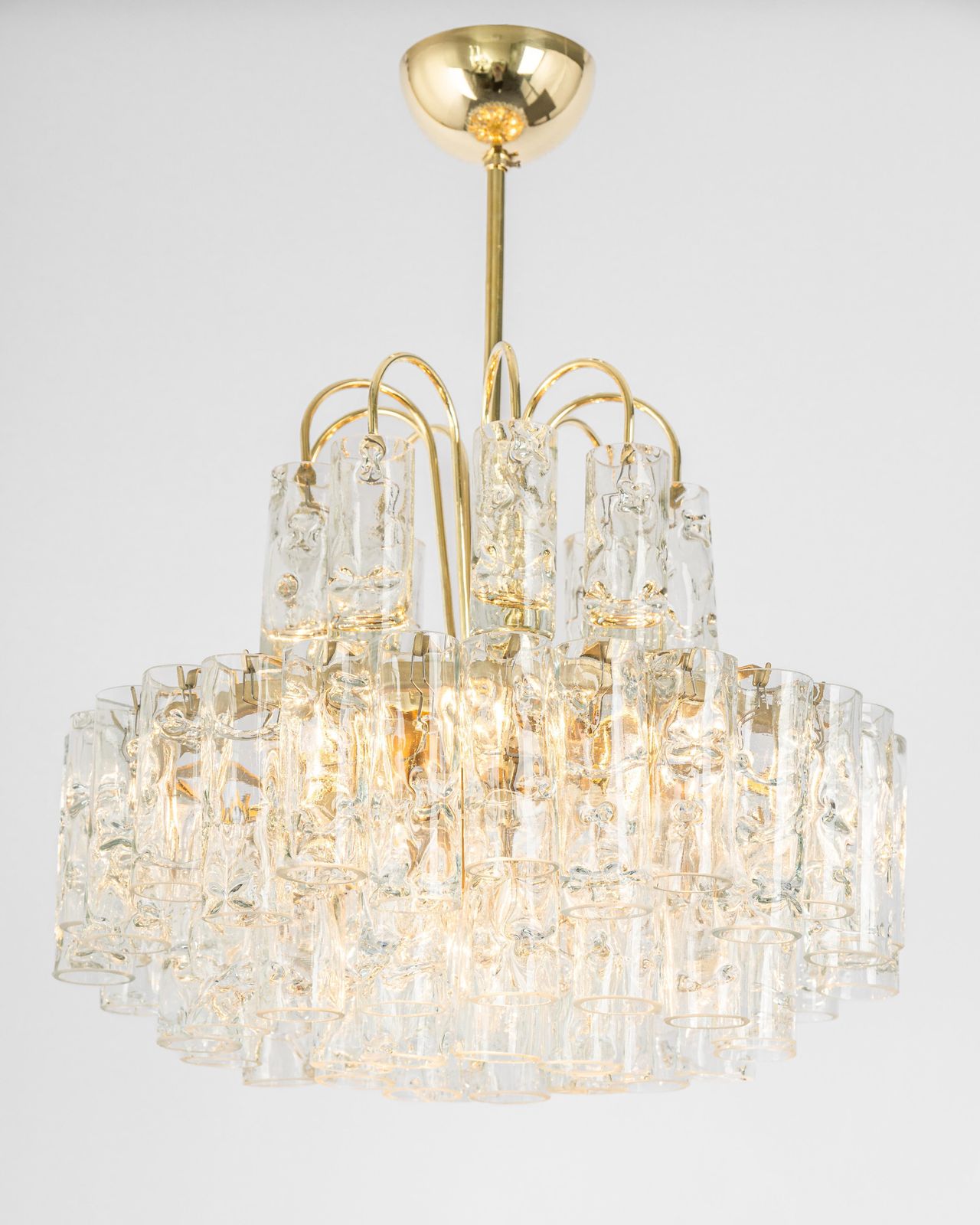 photo furniture Stunning Murano Ice Glass Tubes Chandelier By Doria, Germany, 1960s