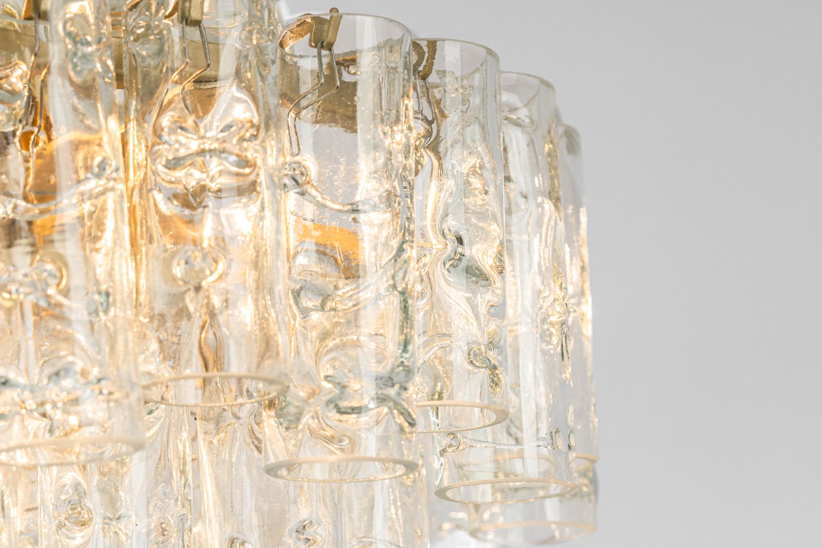 Lighting Stunning Murano Ice Glass Tubes Chandelier By Doria, Germany, 1960s photo