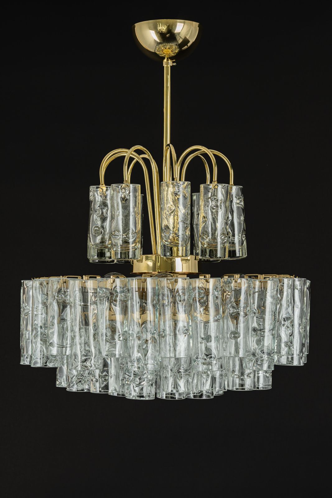 photo buy Stunning Murano Ice Glass Tubes Chandelier By Doria, Germany, 1960s