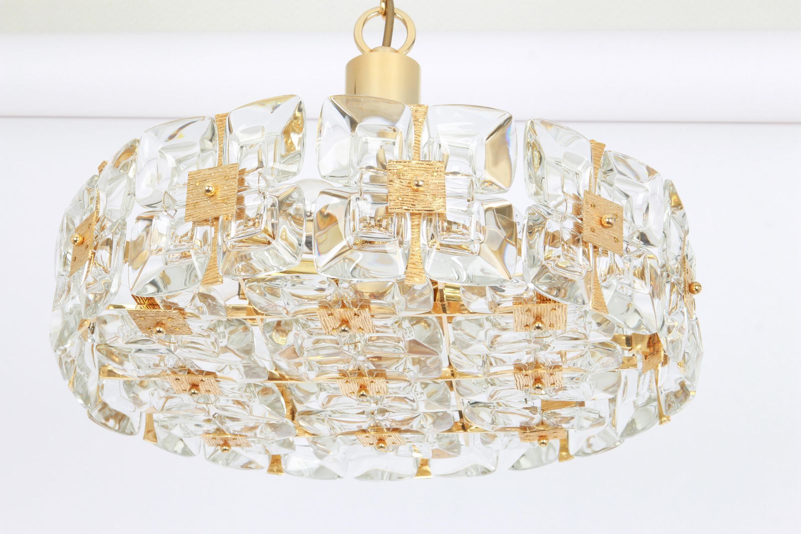 Gilt Brass And Crystal Chandelier, Sciolari Design By Palwa, Germany, 1970s photo Lighting